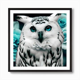 Owl With Blue Eyes 44 Art Print