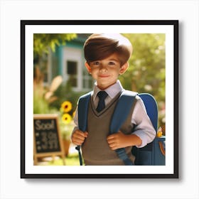 School Boy In School Uniform Art Print