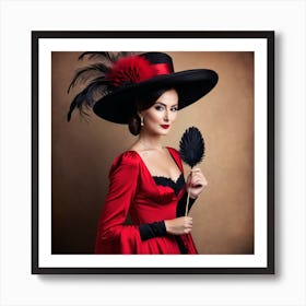 Renaissance Woman In A Red Dress Art Print