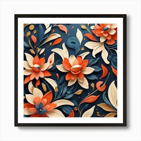 3d Floral Wallpaper art print Art Print