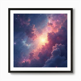 Dreamlike Watercolor Of A Distant Nebula 1 Art Print