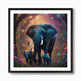 Florally elephant Art Print