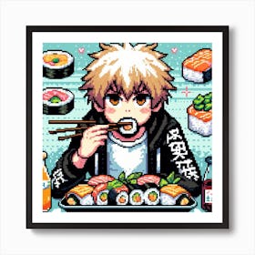 Pixel Art Sushi Art Print