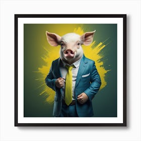 Pig In Business Suit Art Print