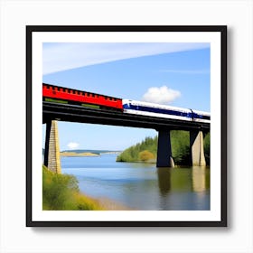 Train Crossing A Bridge Art Print