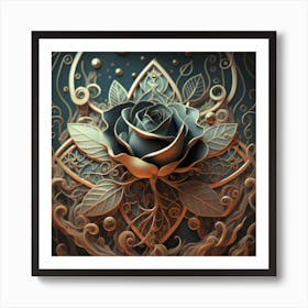 Stylized and intricate geometric black rose 18 Art Print