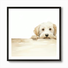 Cute Dog On A Sign Art Print