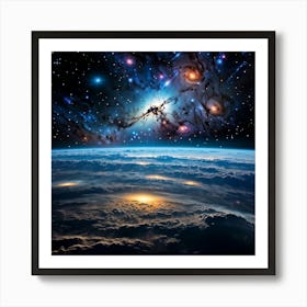 International Space Station Orbiting A Galaxy Stars And Nebulae Filling The Infinite Expanse Of Spa Art Print