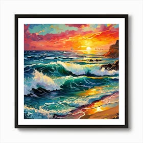 Sunset On The Beach 2 Art Print