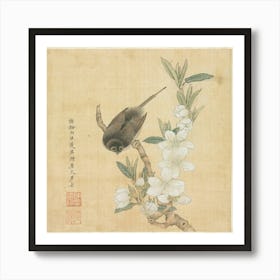 Bird Perched On A Branch 1 Art Print