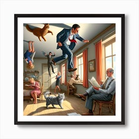 'Flying Cats' Art Print