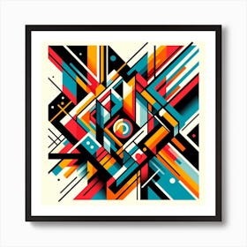 Bauhaus Shapes: A Bold and Colorful Abstract Painting Inspired by Bauhaus Art and Design Art Print