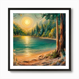 Sunset By The Lake 5 Art Print