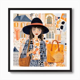 Girl In Hat Art Print