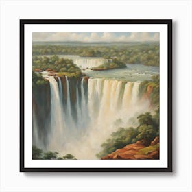 Iguazu Falls#2 vintage oil painting style Art Print
