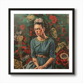 Frida Kahlo and Mental Health Issues Portait Art Print