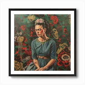 Frida Kahlo and Mental Health Issues Portait Affiche