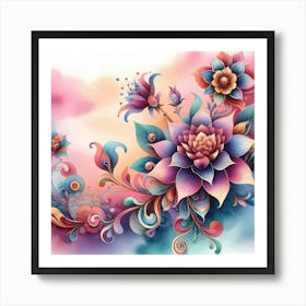 Colorful Flower Painting 1 Art Print