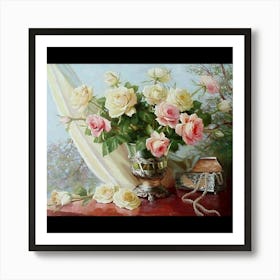 Roses In A Vase Art Print