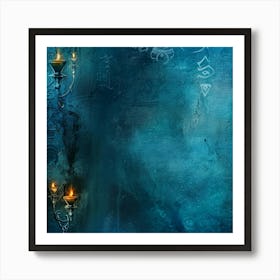 Dark Blue Background With Candles Art Print