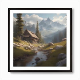 Cabin In The Mountains 10 Art Print