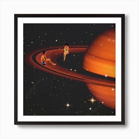 Saturn And Us Square Poster