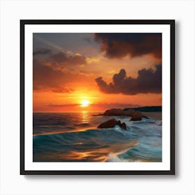 Sunset At The Beach Art Print