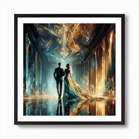 Couple in a hall with crystal texture 1 Affiche