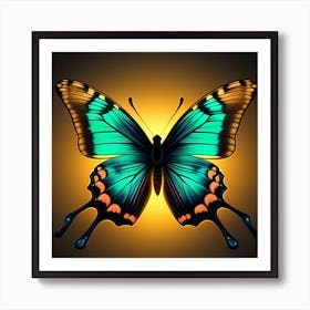 Butterfly On A Yellow Background Art Print