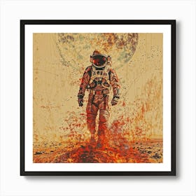 Astronaut Walking On Mars Art Print