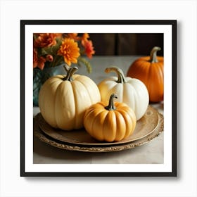 1000014285 Pumpkins in fancy plate art print Art Print