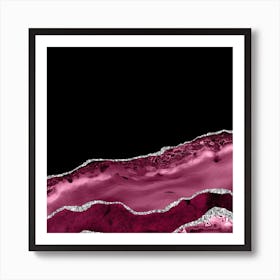 Burgundy & Silver Agate Texture 03 Art Print