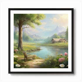 Landscape By The Lake Art Print