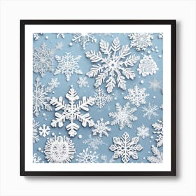 Realistic Snow Flakes Flat Surface Pattern For Background Use Ultra Hd Realistic Vivid Colors Hi (6) Art Print