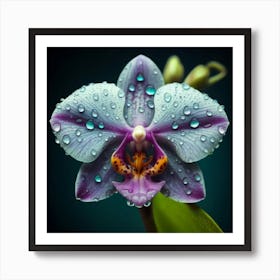 Orchid With Water Droplets Art Print
