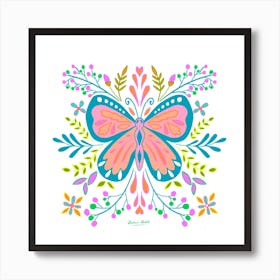 Butterfly With Petals Art Print