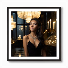 Beautiful Woman In Black Dress 1 Art Print