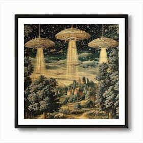 Alien Invasion Ancient Tapestry 3 Art Print