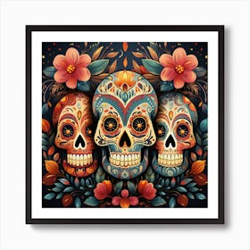 Day Of The Dead Skulls Art Print