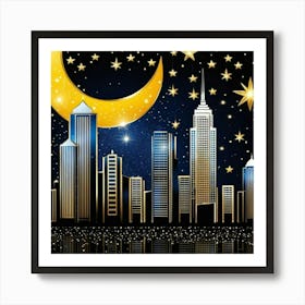 Night City Skyline Art Print