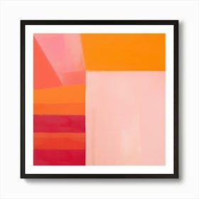 Orange Pink Abstrakte Symmetrie Malerei, ecken, kanten, linien Muster Art Print