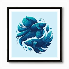 Siamese Betta Fish Art Print