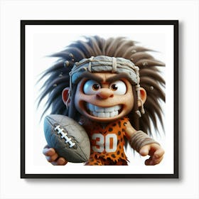 Caveman Football Player Art Print