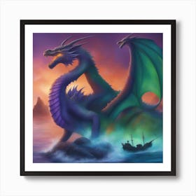 Dragon In The Sea Art Print