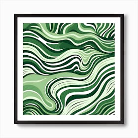 Yayoi Kusama Inspired Art Moss Green Waves Art Print Art Print