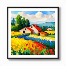 Farm Landscape Painting Art Print