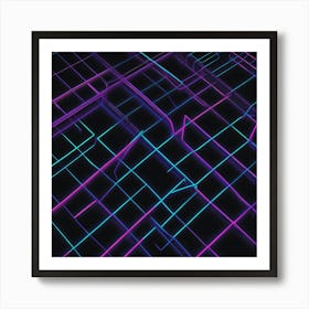 Neon Grid Art Print