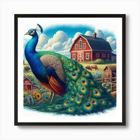 Peacock On The Farm 2 Art Print