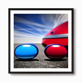 Red And Blue Car Art Print