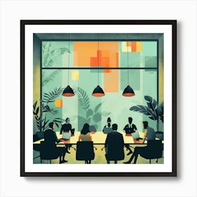 People At A Meeting Art Print